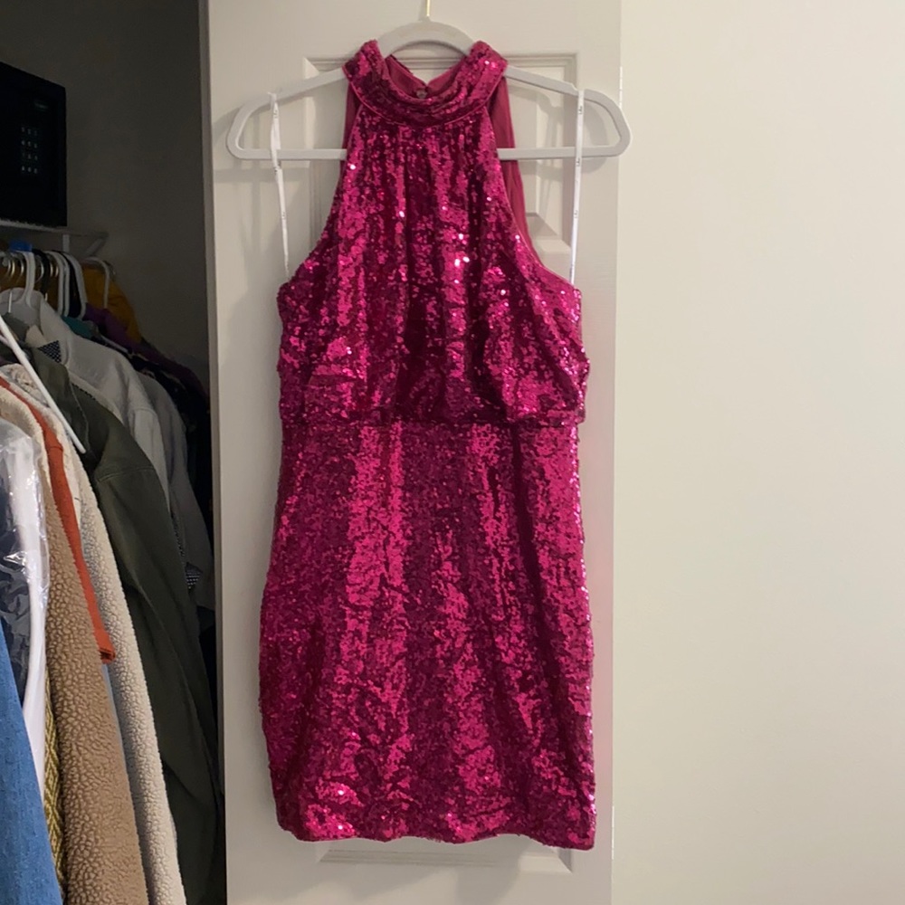 Pink sequin cocktail dress
